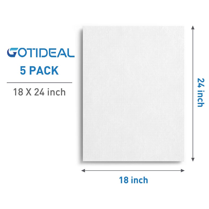 GOTIDEAL Canvases for Painting, 18x24 inch of 5 Pack, Professional Primed White Blank Flat Canvas - 100% Cotton Artist Canvas Boards for Acrylics Painting, Oil,Tempera - Image 2